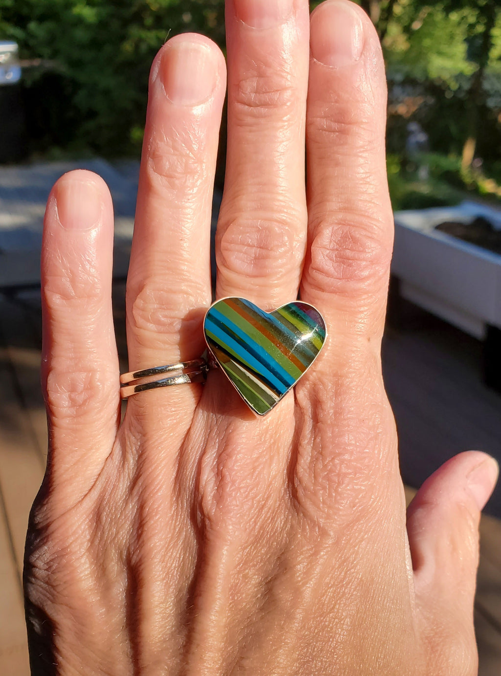 Surfite Heart Shaped Statement Ring in Sterling Silver! Size 8.