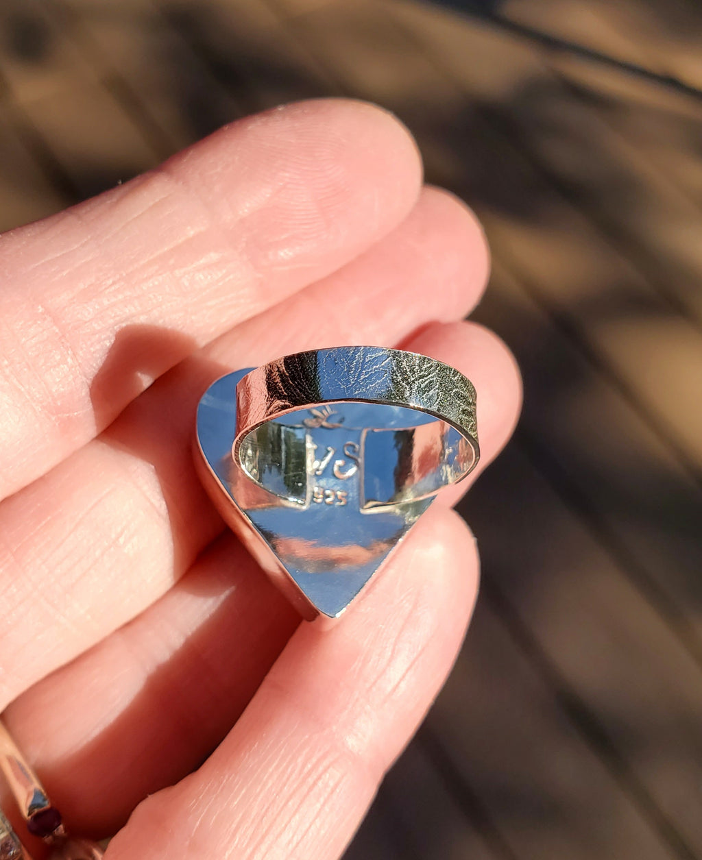 Surfite Heart Shaped Statement Ring in Sterling Silver! Size 8.