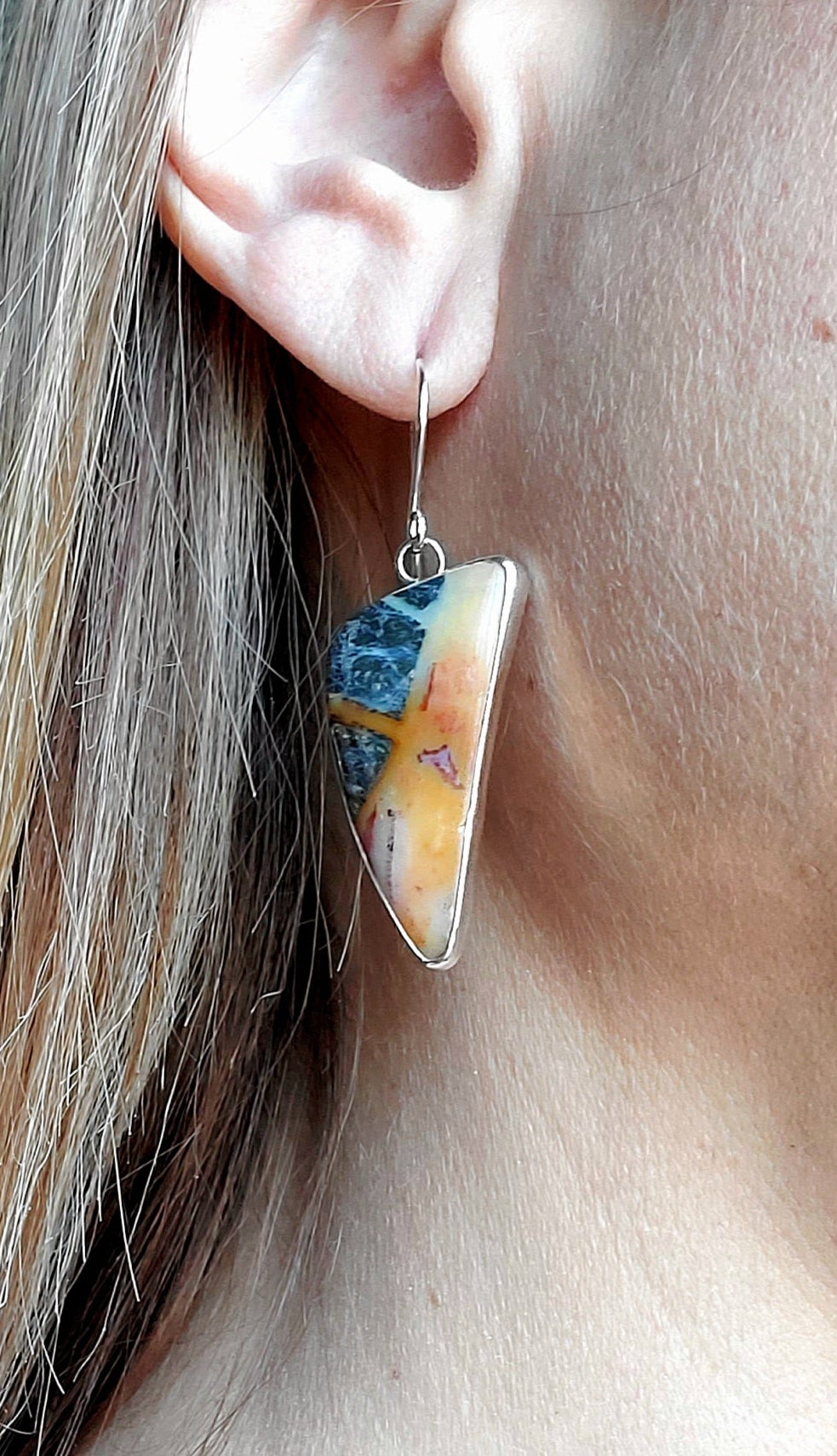 Marcasite Jasper Dangle Drop Earrings in Solid Sterling Silver