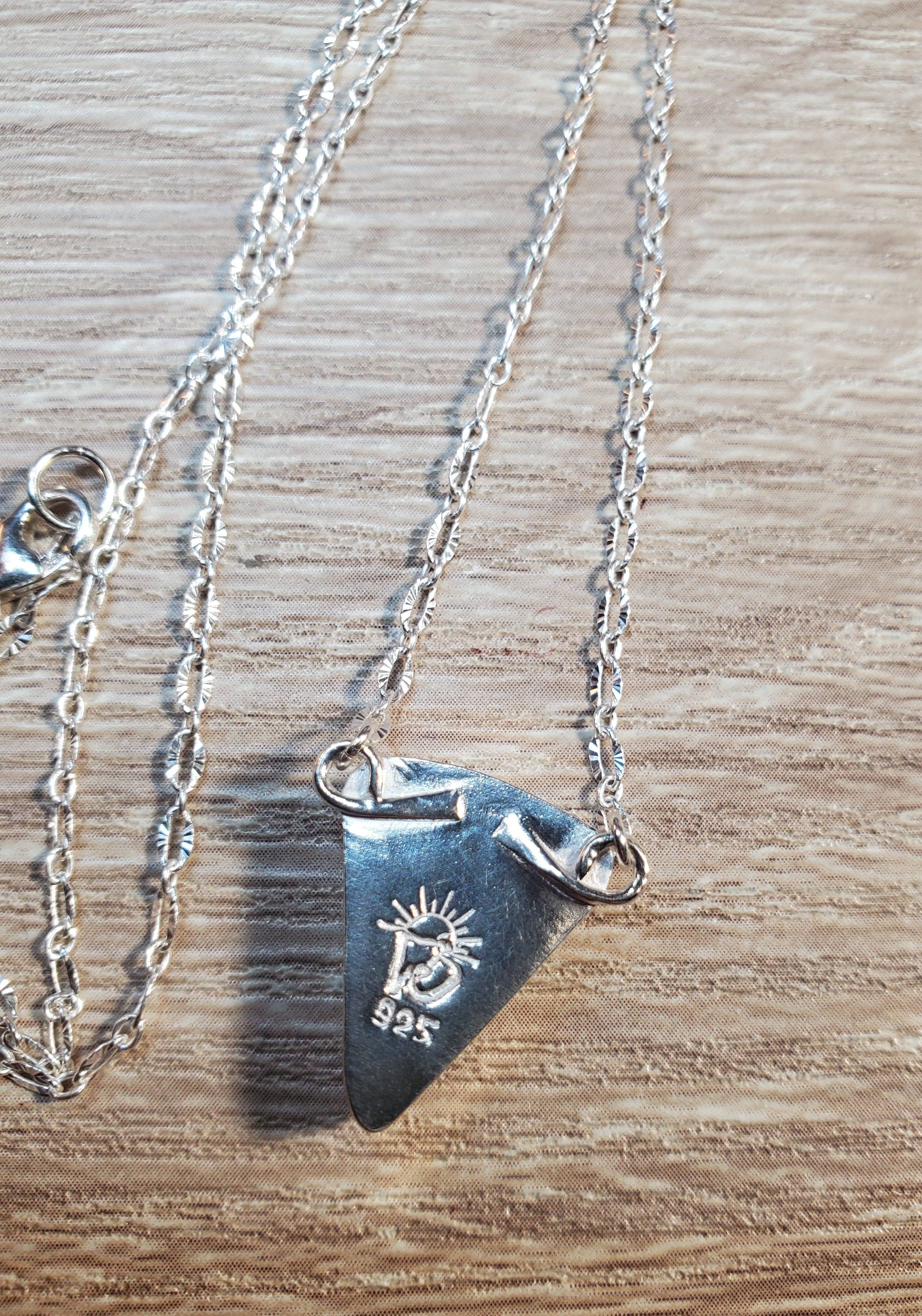 Larimar Inverted Triangle Shape Pendant Necklace in Solid Sterling Silver!