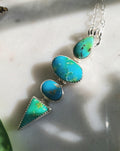 Gold Turquoise Statement Pendant Necklace in Solid Sterling Silver