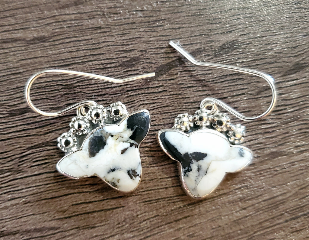 White Buffalo Cow Earrings in Solid Sterling Silver
