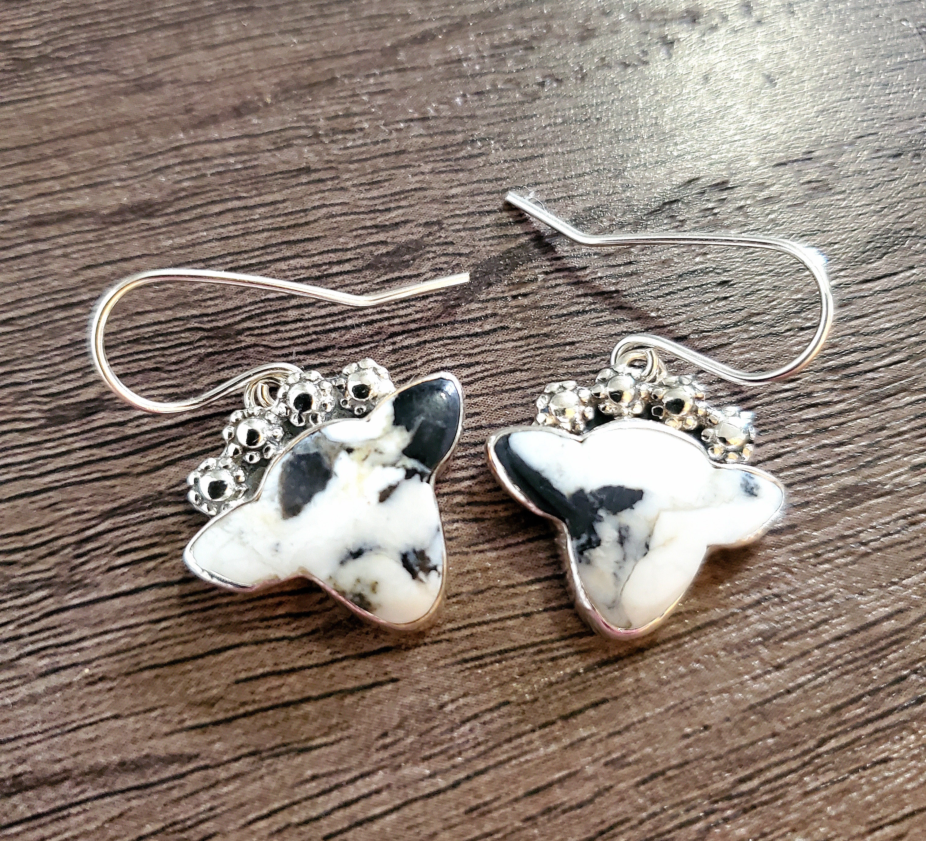 White Buffalo Cow Earrings in Solid Sterling Silver