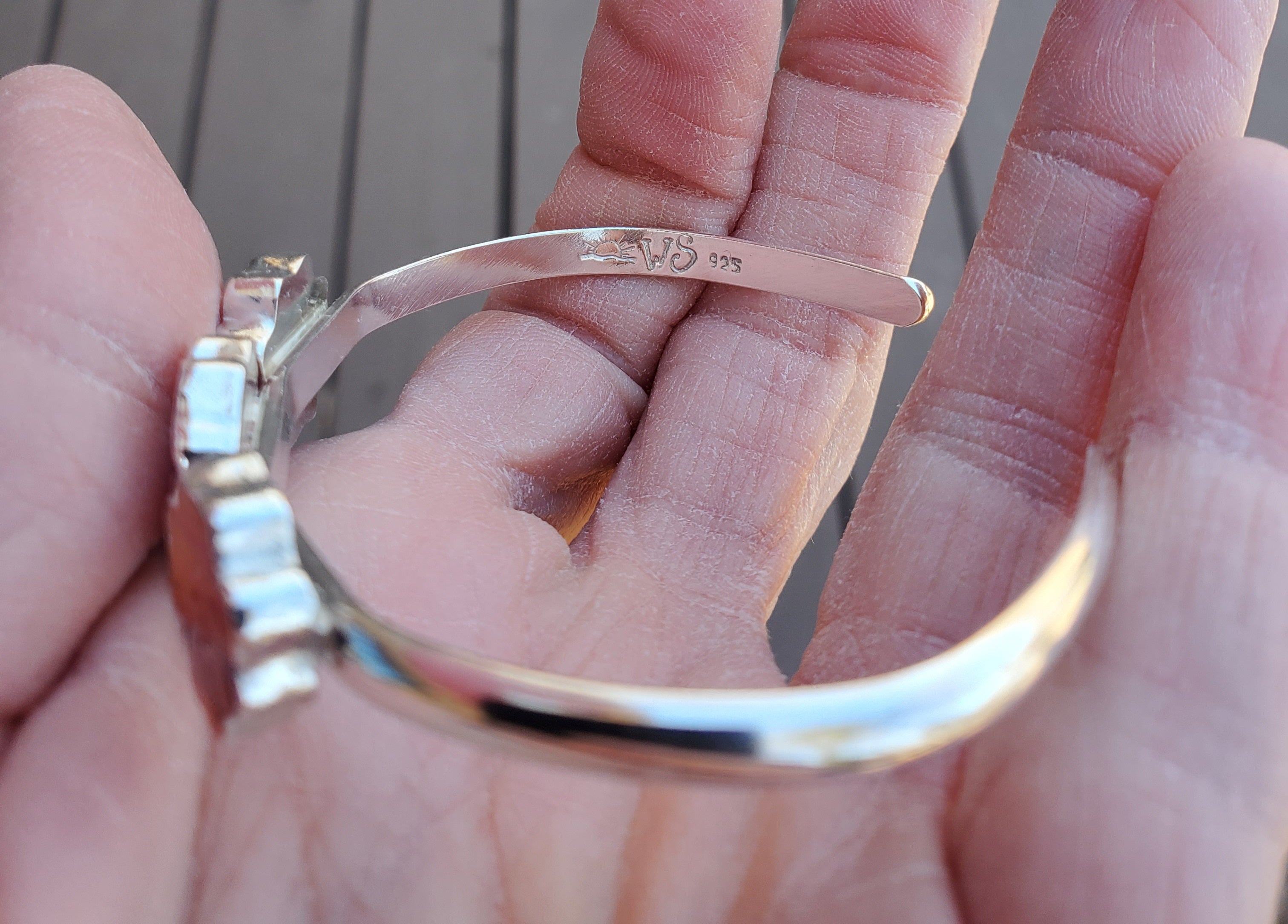 Spiny Oyster Flower Statement Cuff Bracelet in Solid Sterling Silver