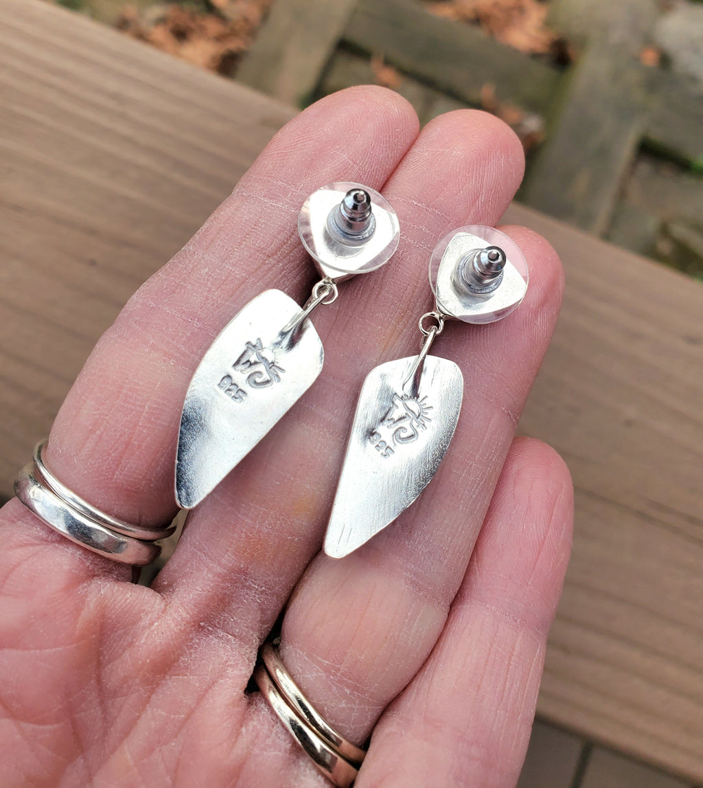 Peanut Jasper and African Moonstone Dangle Drop Earrings In Solid Sterling Silver