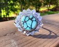 SOLD - Amazing Desert Bloom Variscite Bloom Flower Cuff in Solid Sterling Silver