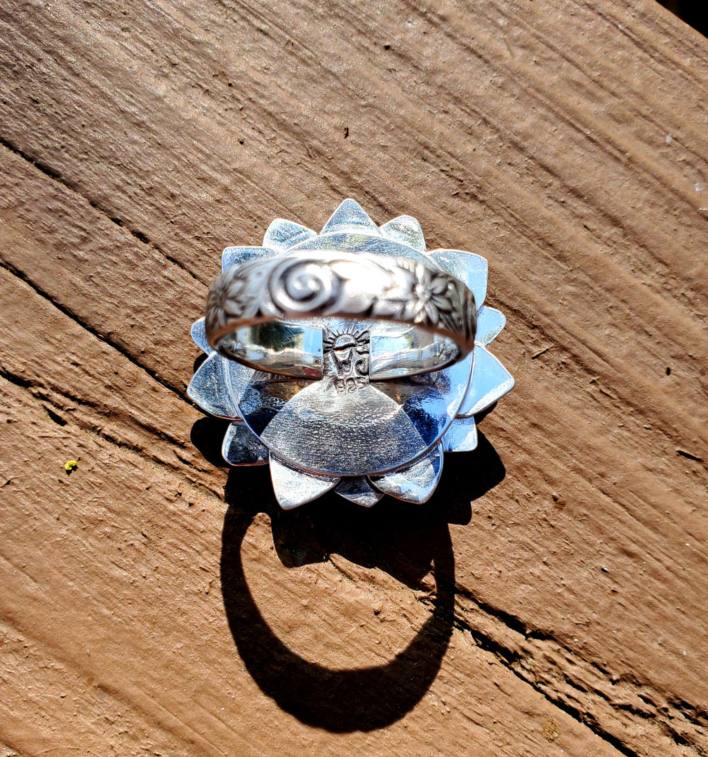 Rosarita Red and Yellow Bloom Flower Statement Ring In Solid Sterling Silver! Size 8.5
