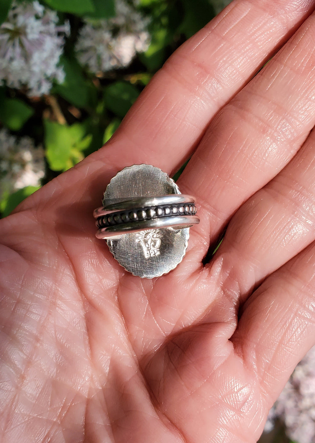 Chevron Amethyst Statement Ring in Solid Sterling Silver. Size 6
