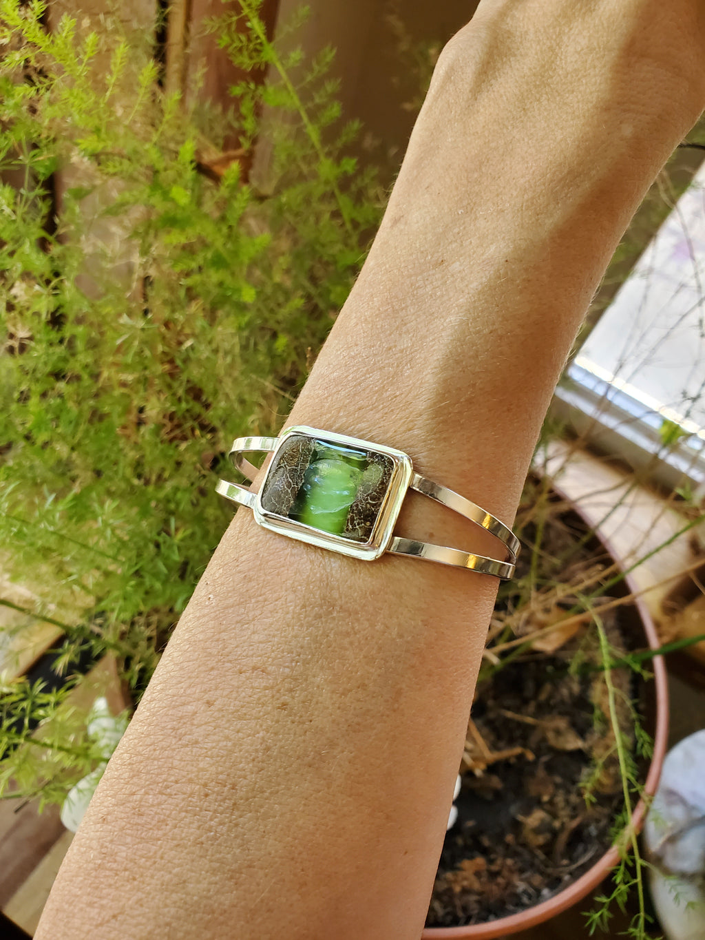 Boulder Chrysoprase Statement Cuff in Solid Sterling Silver