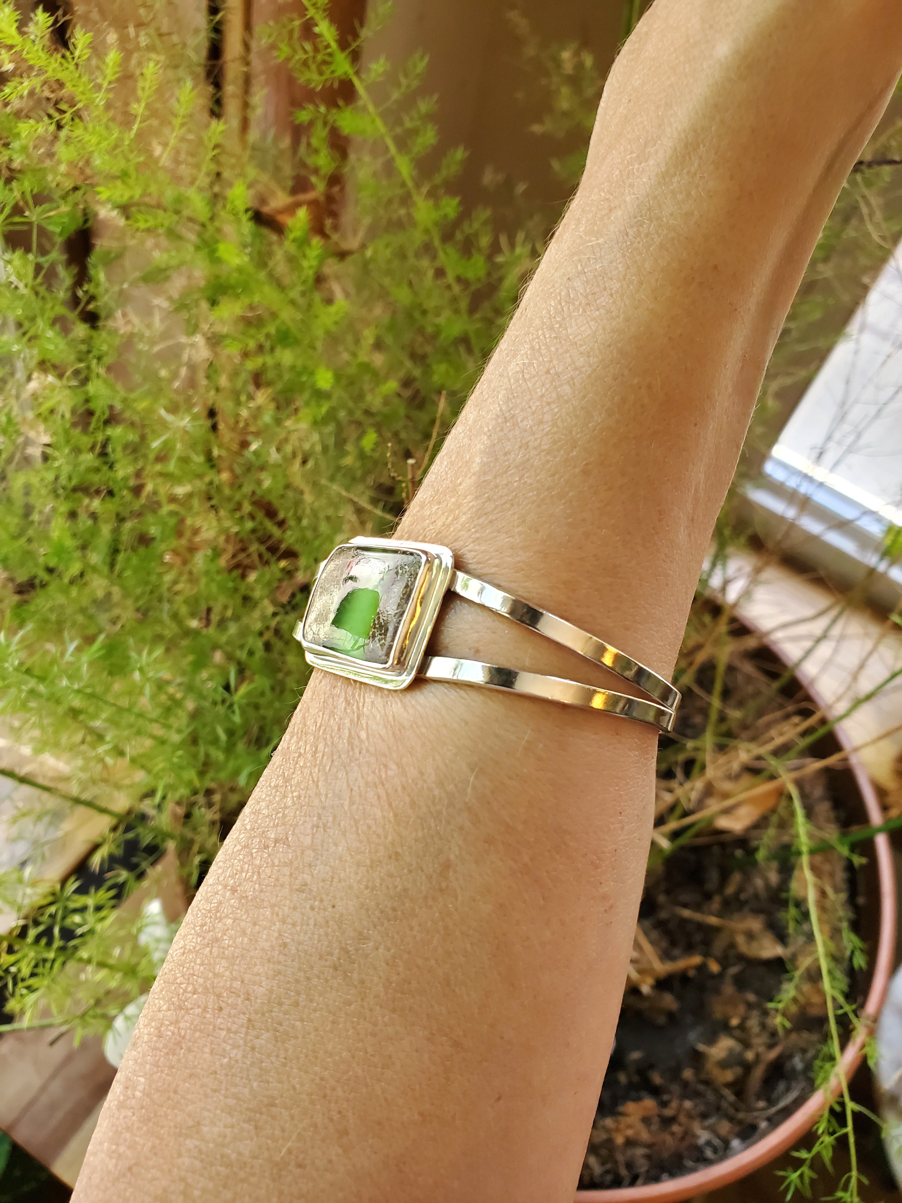 Boulder Chrysoprase Statement Cuff in Solid Sterling Silver