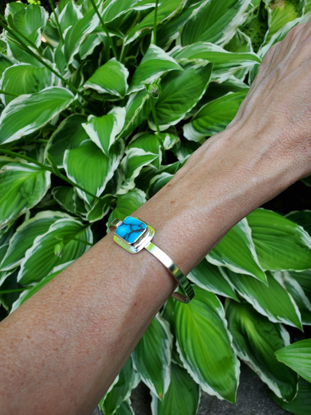 Egyptian Turquoise Statement Cuff Bracelet in Solid Sterling Silver