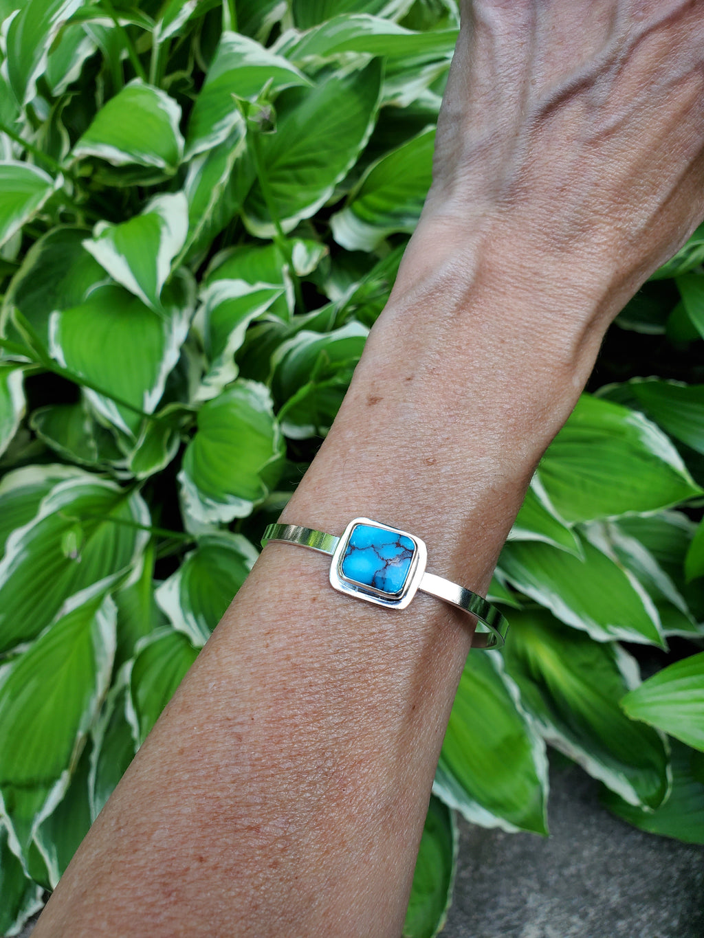 Egyptian Turquoise Statement Cuff Bracelet in Solid Sterling Silver