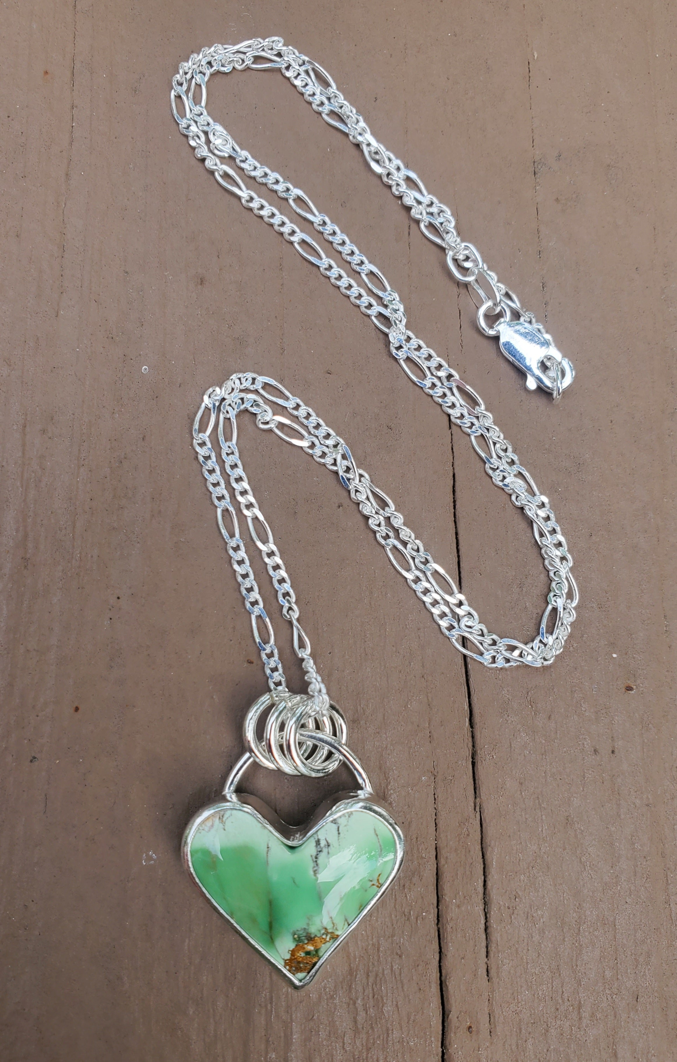 Australian Variscite Heart Pendant in Solid Sterling Silver