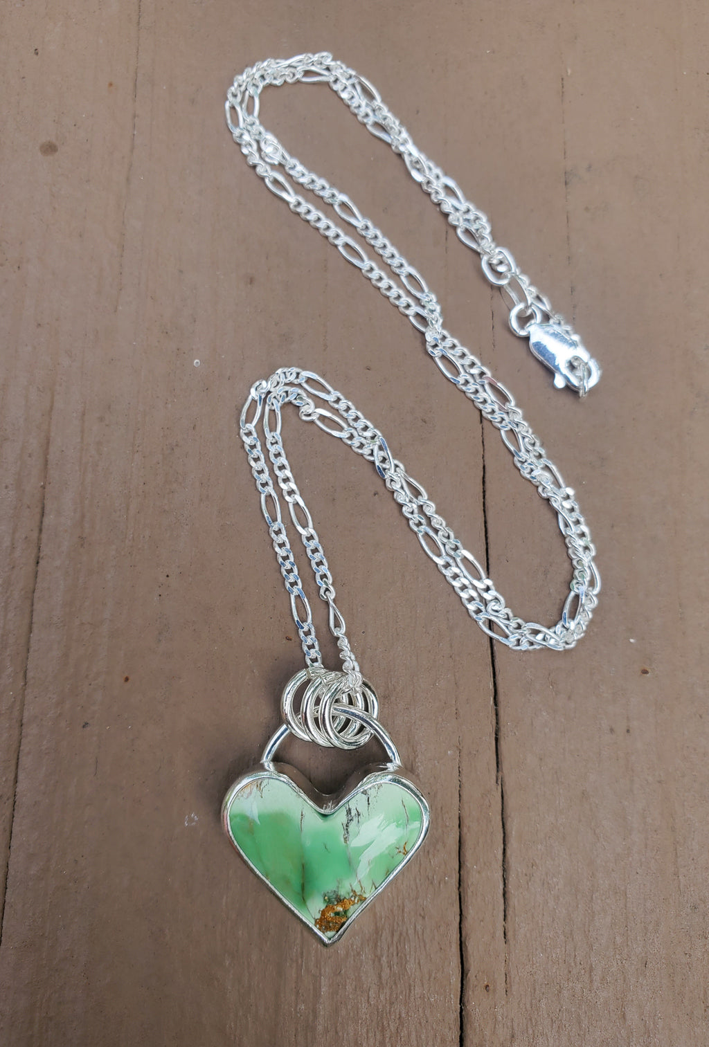 Australian Variscite Heart Pendant in Solid Sterling Silver