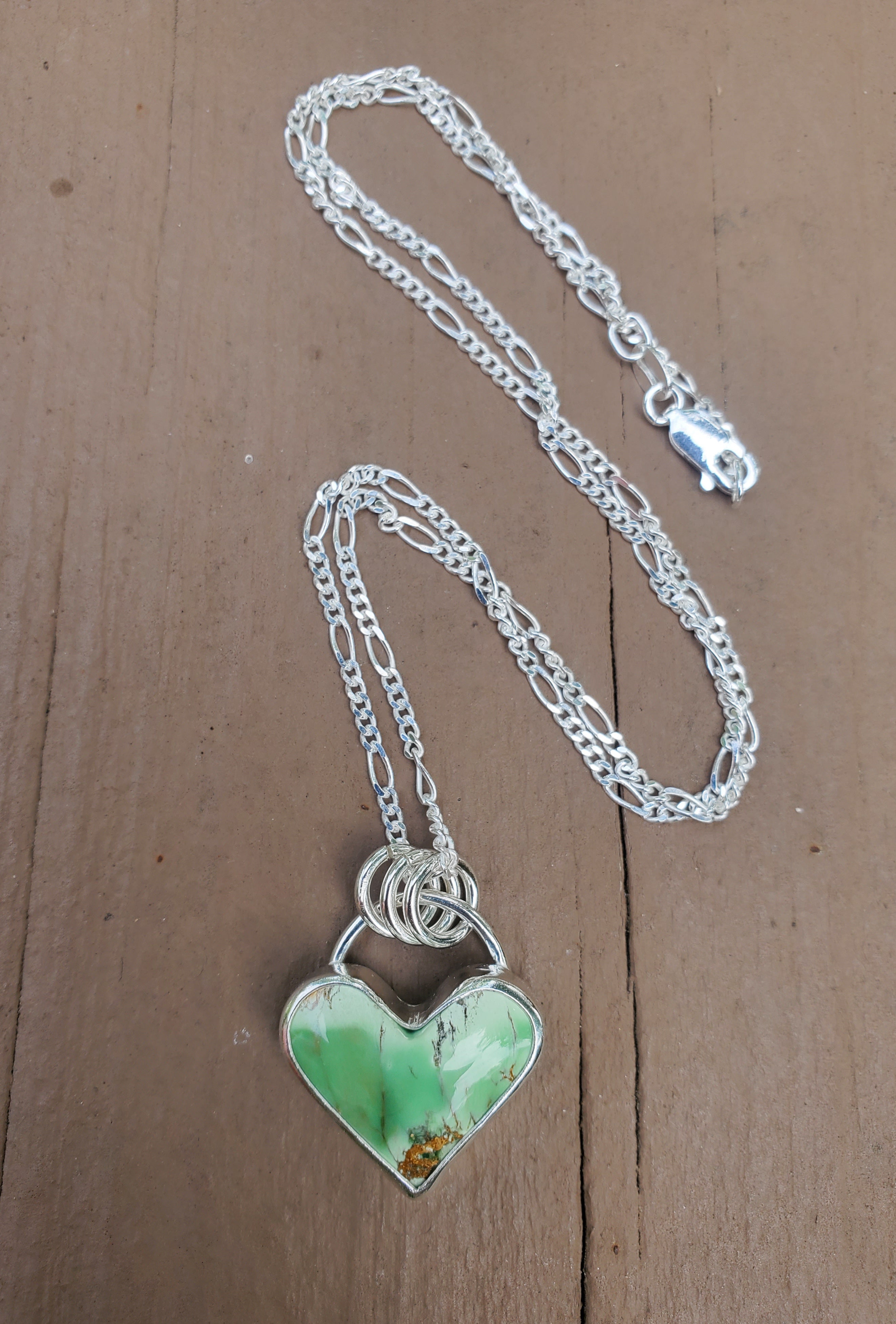 Australian Variscite Heart Pendant in Solid Sterling Silver