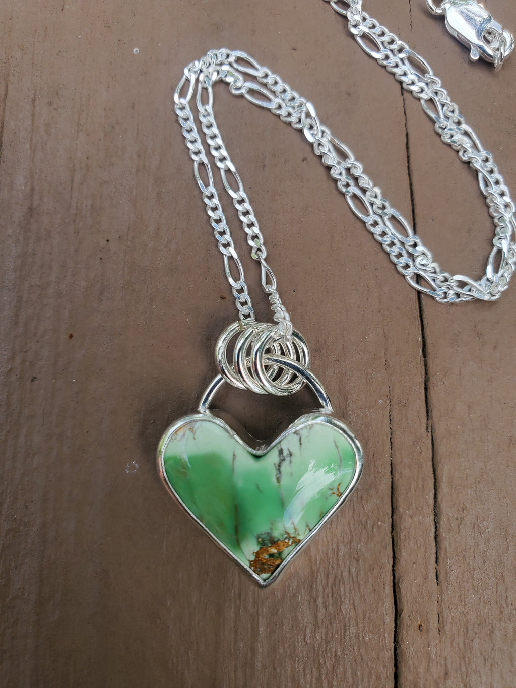 Australian Variscite Heart Pendant in Solid Sterling Silver