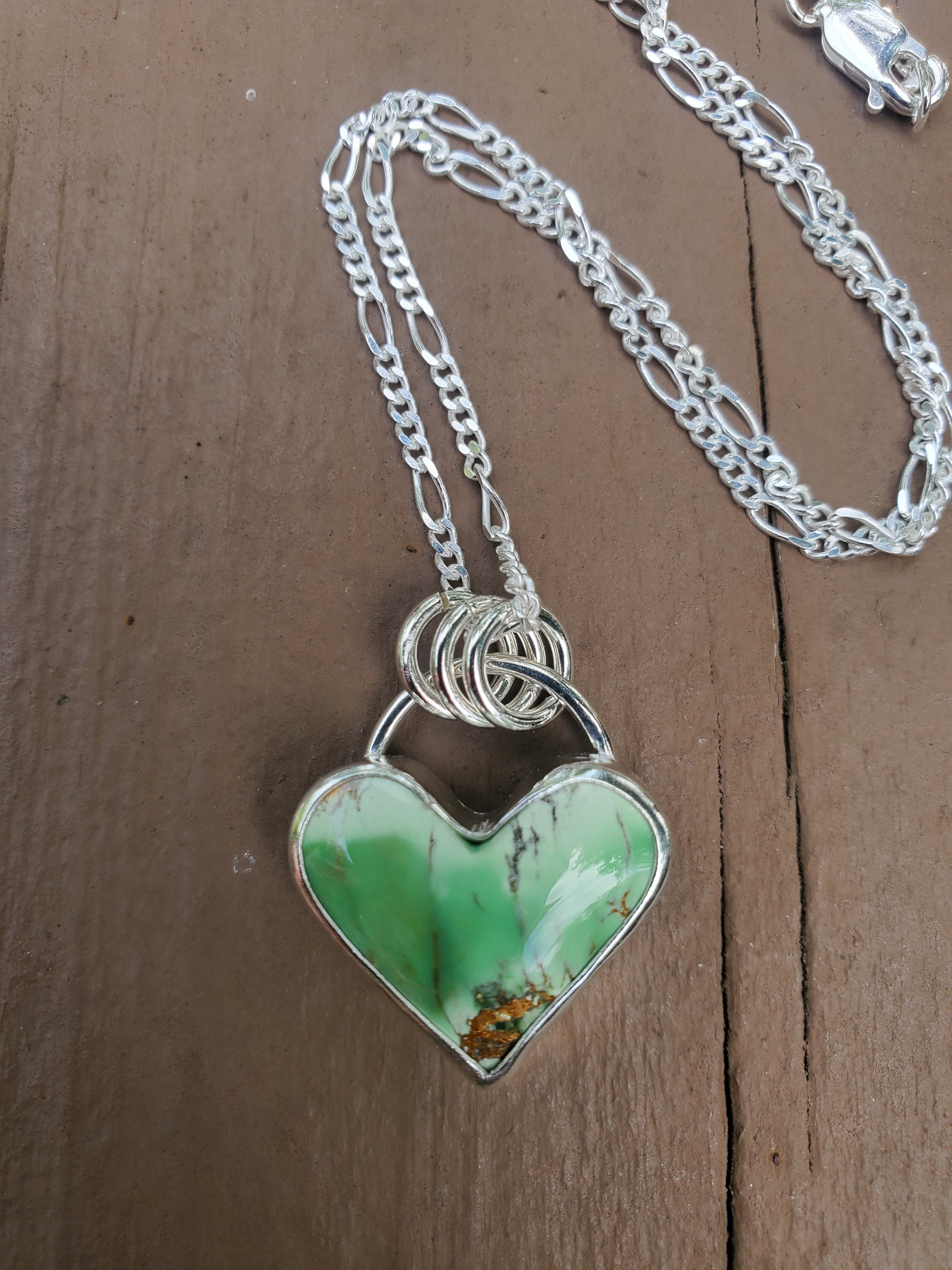 Australian Variscite Heart Pendant in Solid Sterling Silver