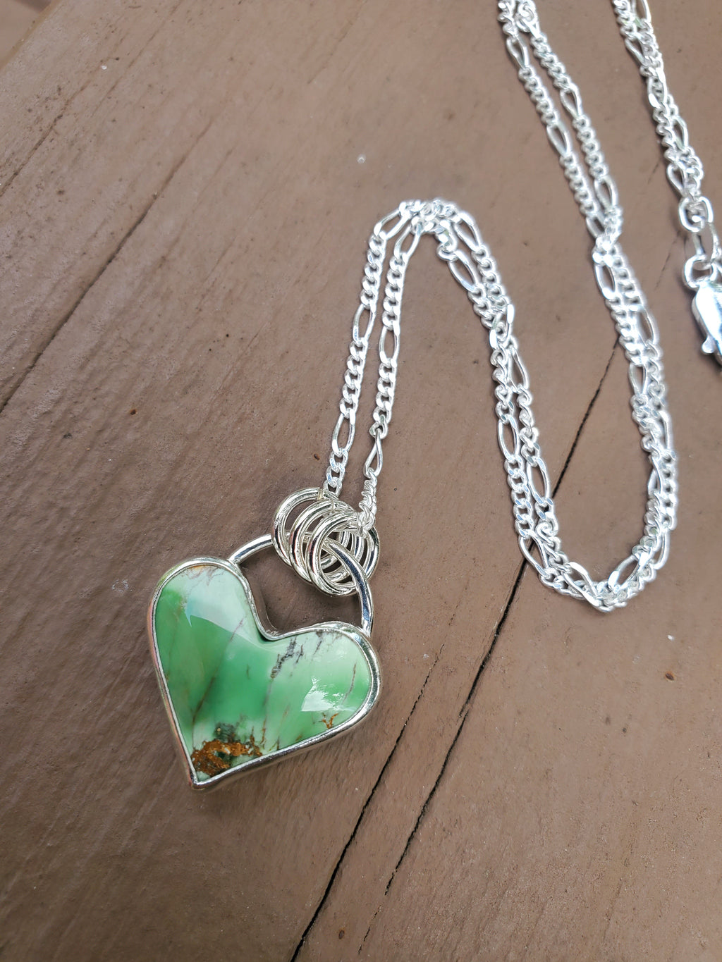 Australian Variscite Heart Pendant in Solid Sterling Silver