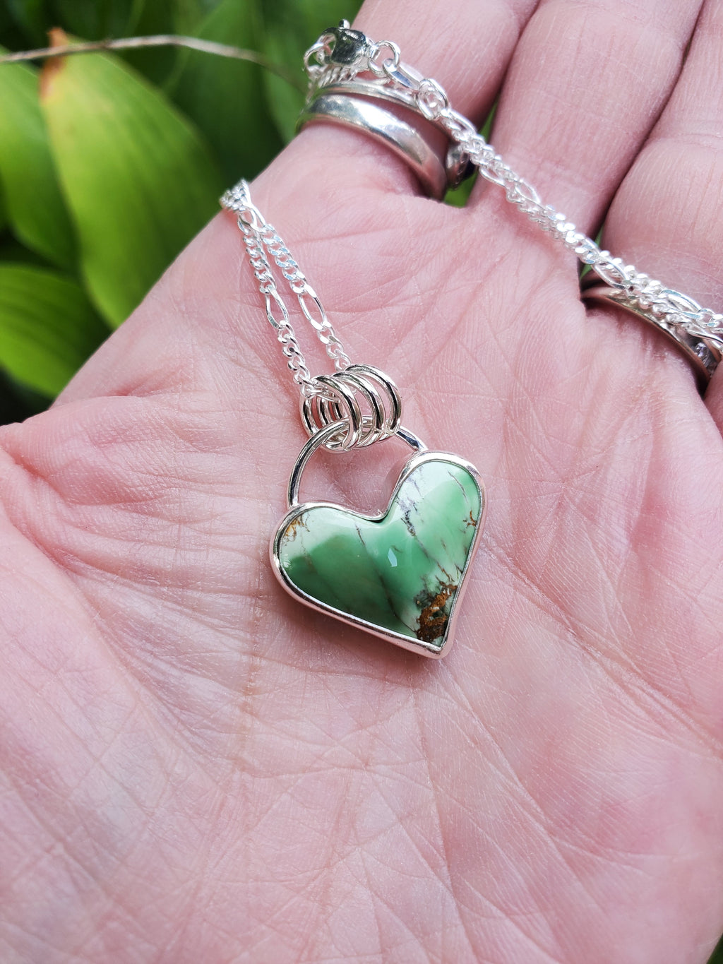 Australian Variscite Heart Pendant in Solid Sterling Silver
