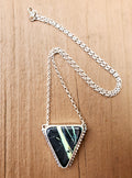 San Pedro Variscite Pendant Necklace Triangle Inverted Triangle Pendant in Solid Sterling Silver