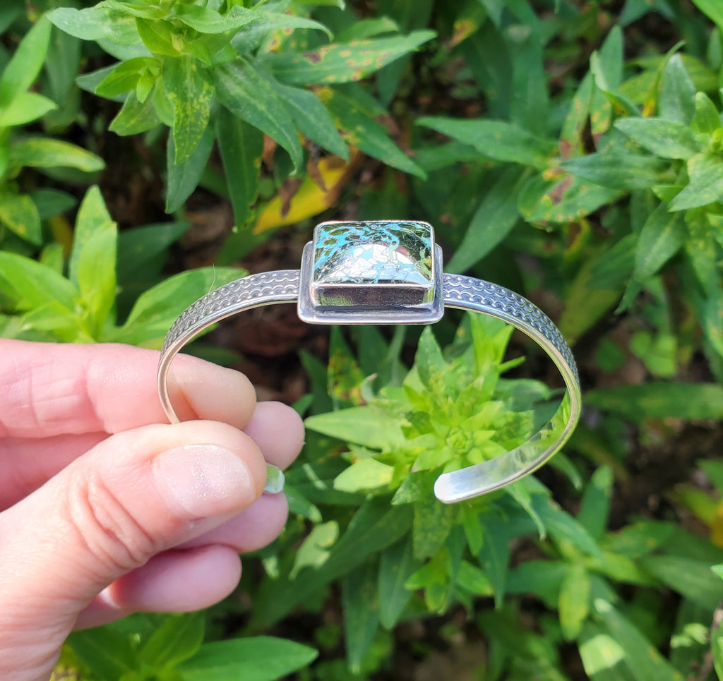 Nacozari Turquoise aka Morenci2 Turquoise w/Pyrite Cuff Bracelet in Solid Sterling Silver!