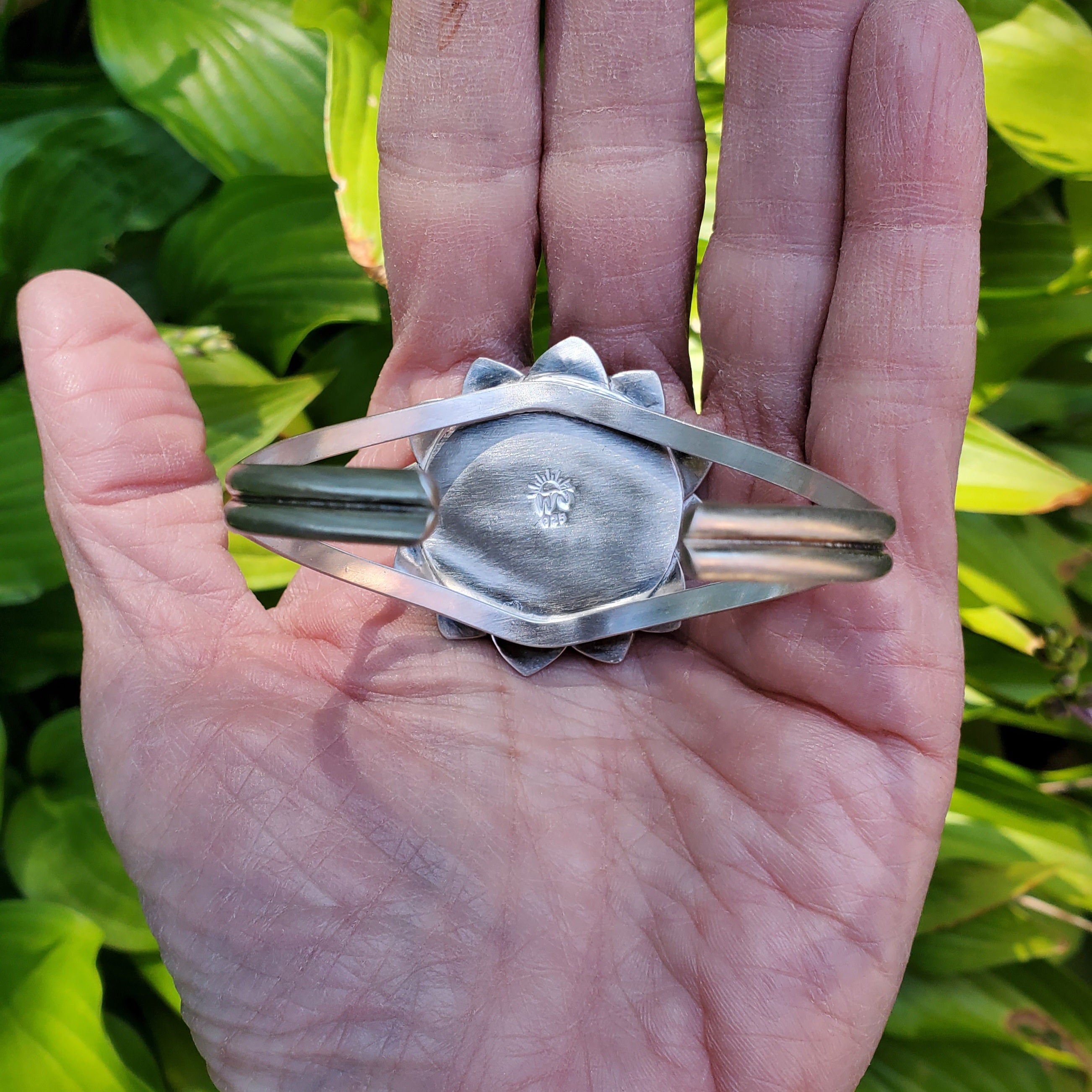Gorgeous Suture Ammonite Flower Bloom Cuff in Solid Sterling Silver