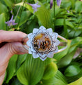 Gorgeous Suture Ammonite Flower Bloom Cuff in Solid Sterling Silver