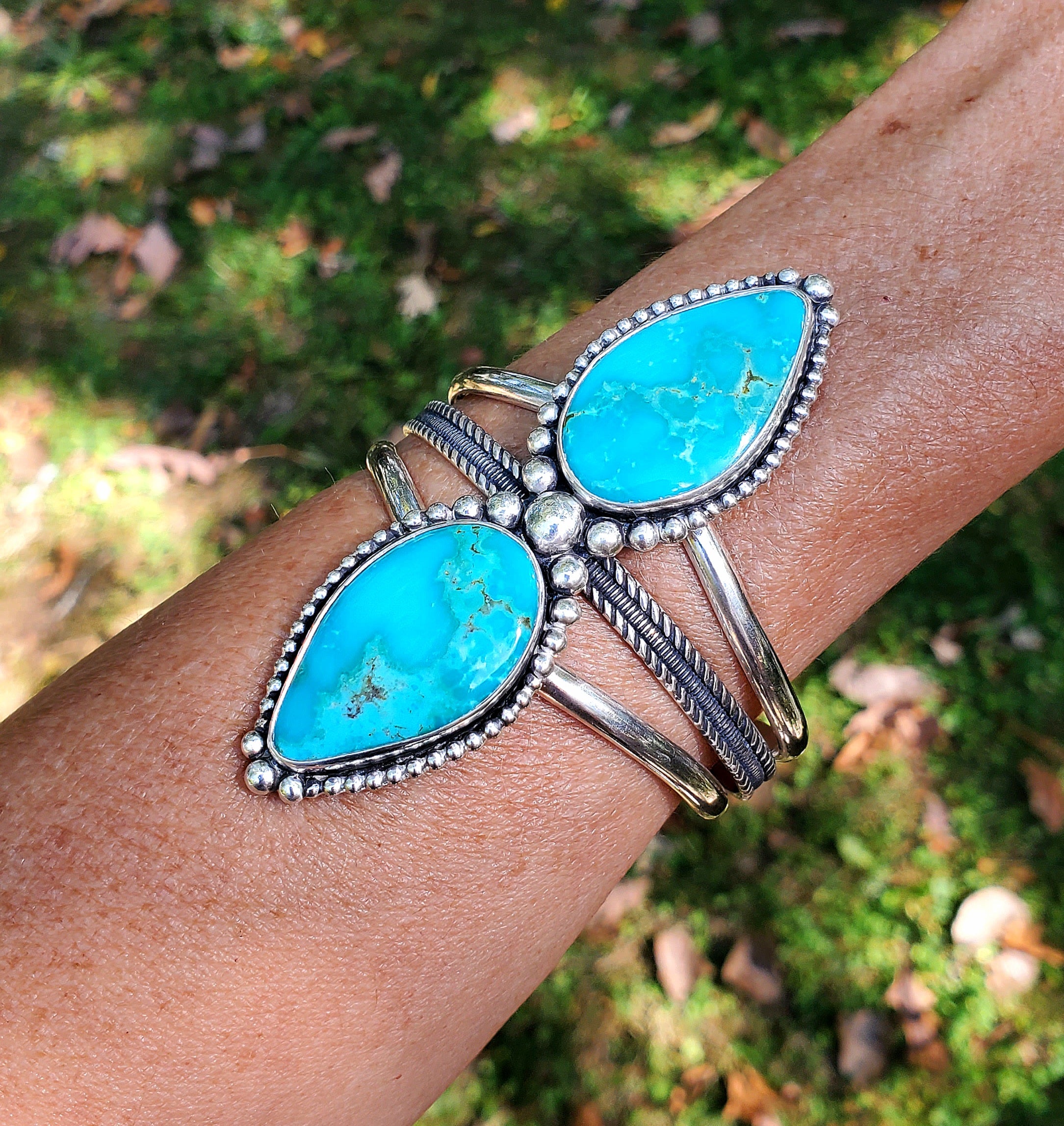 Super High Grade Kingman Water Web Turquoise Statement Cuff Bracelet in Solid Sterling Silver
