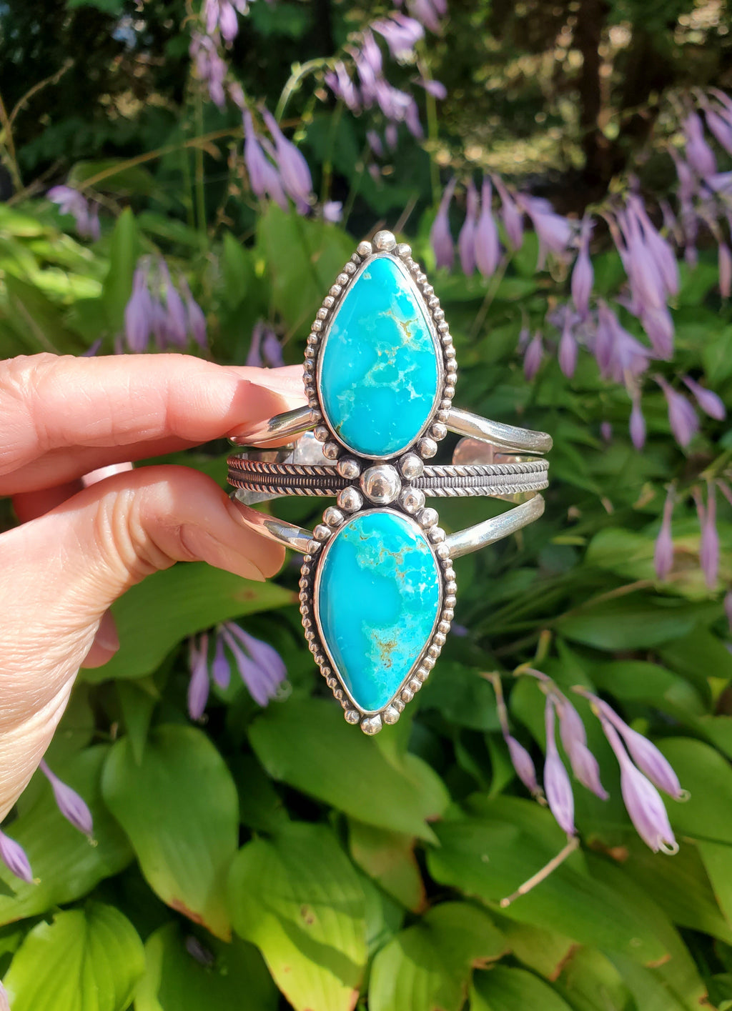 Super High Grade Kingman Water Web Turquoise Statement Cuff Bracelet in Solid Sterling Silver