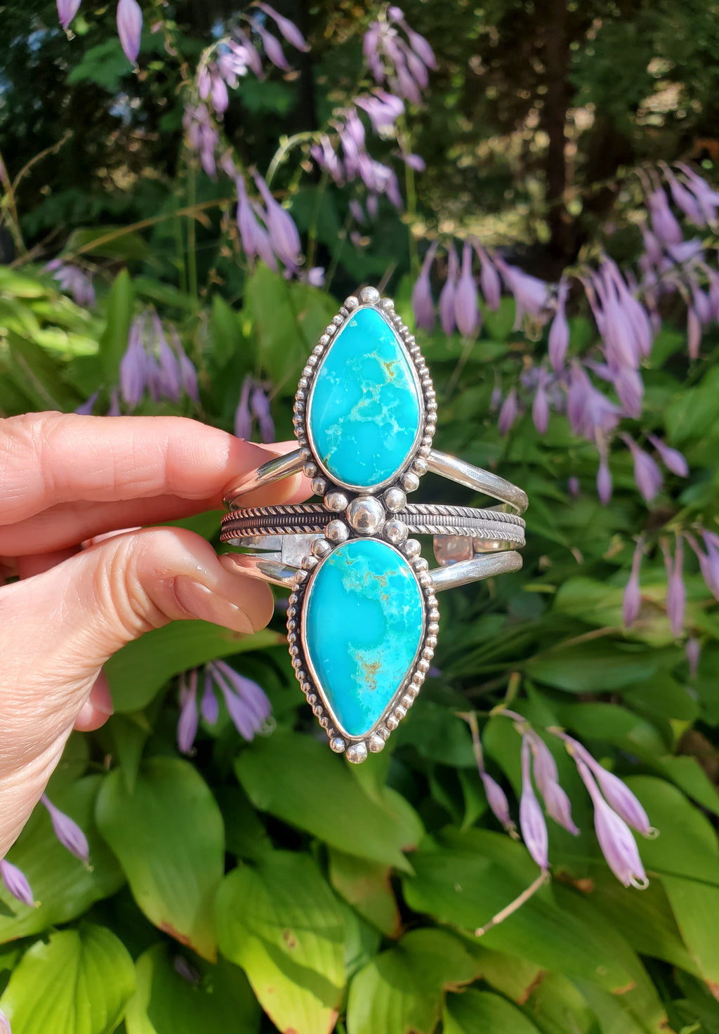 Super High Grade Kingman Water Web Turquoise Statement Cuff Bracelet in Solid Sterling Silver