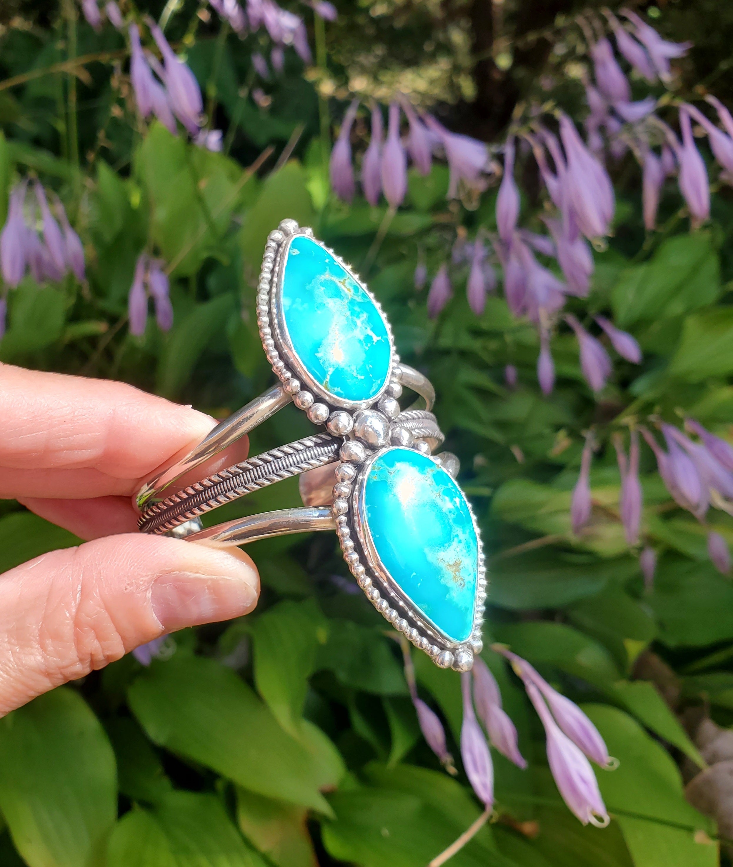 Super High Grade Kingman Water Web Turquoise Statement Cuff Bracelet in Solid Sterling Silver