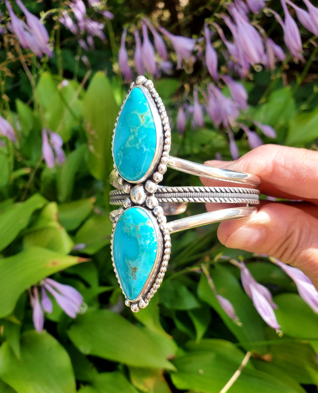 Super High Grade Kingman Water Web Turquoise Statement Cuff Bracelet in Solid Sterling Silver