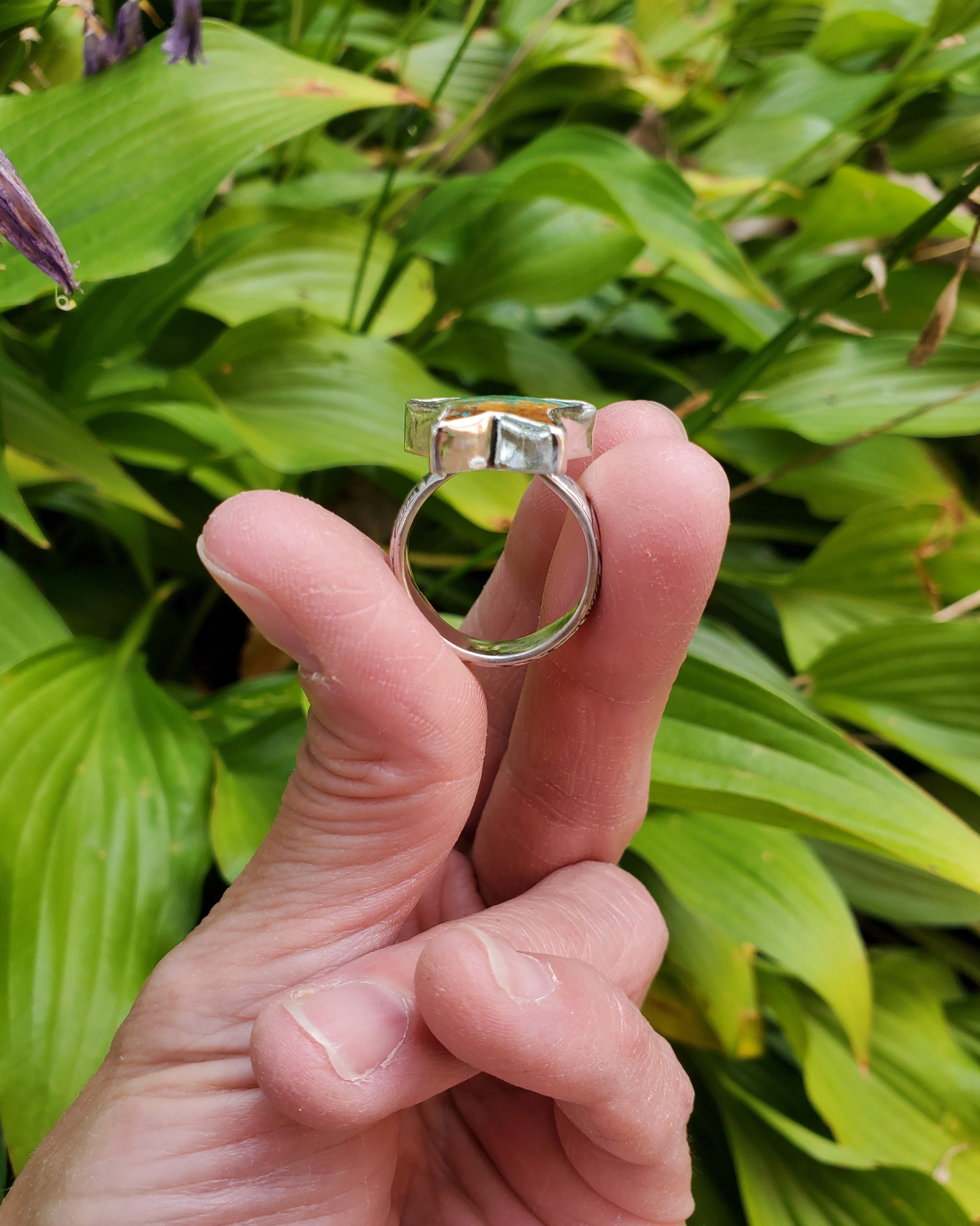 Sonoran Turquoise Star Statement Ring in Solid Sterling Silver. Size 7.25