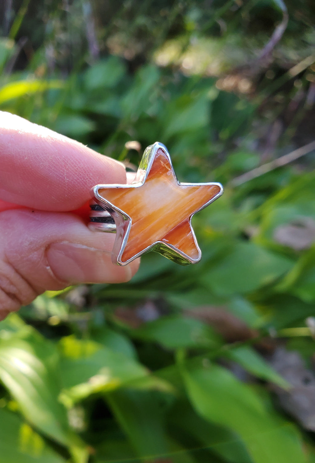 Spiny Oyster Star Statement Ring In Solid Sterling Silver. Size 7