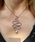 Snake Pendant Necklace in Solid Sterling Silver on beautiful Sterling Silver Rolo Chain