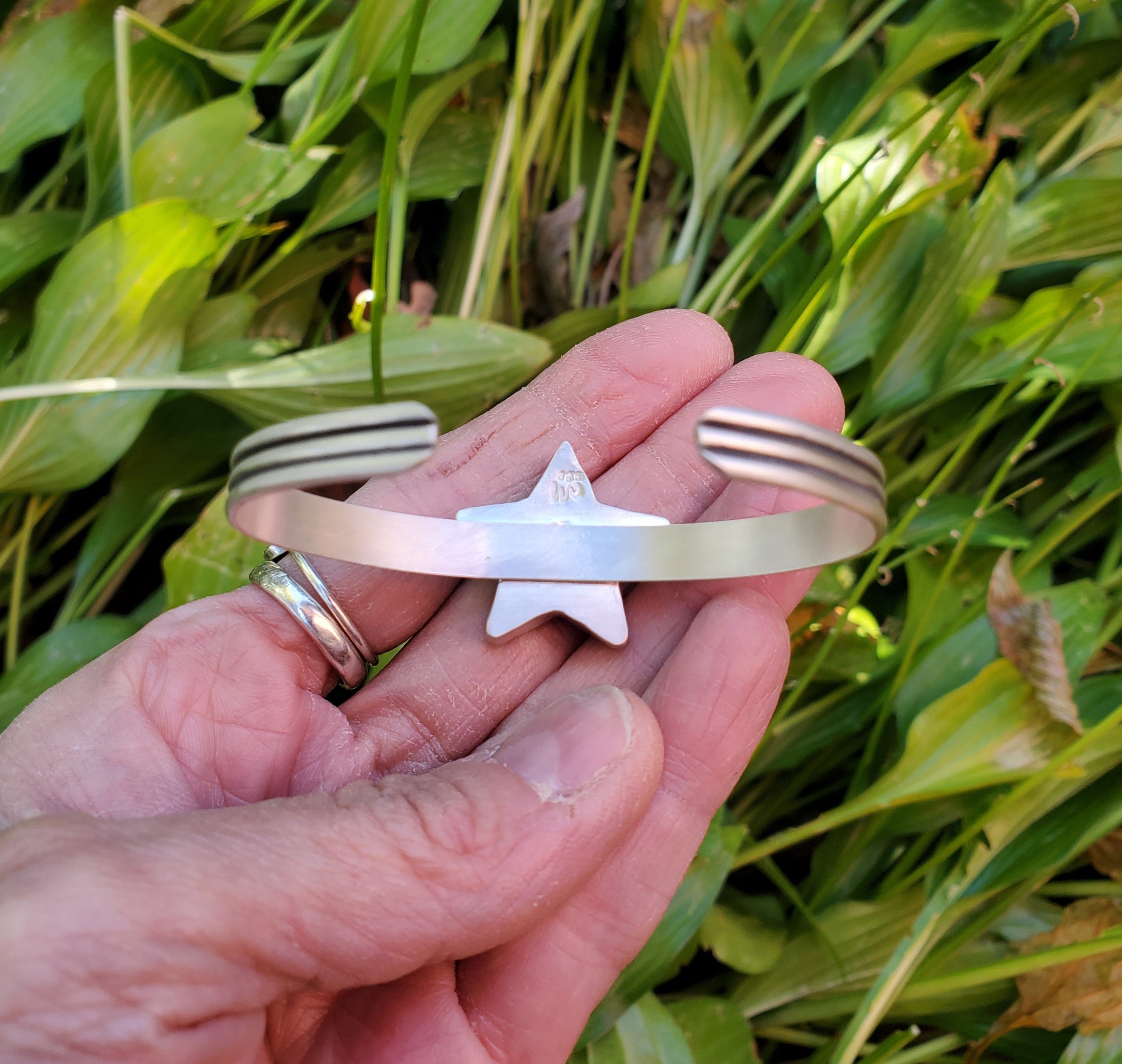 Michigan Copper Firebrick Star Cuff in Solid Sterling Silver