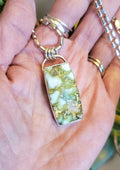Palomino Variscite Large Bar Pendant Necklace on 22" Vintage Bar Chain in Solid Sterling Silver