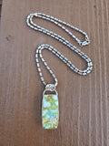 Palomino Variscite Large Bar Pendant Necklace on a 22" Vintage Bar Chain all in Solid Sterling Silver!