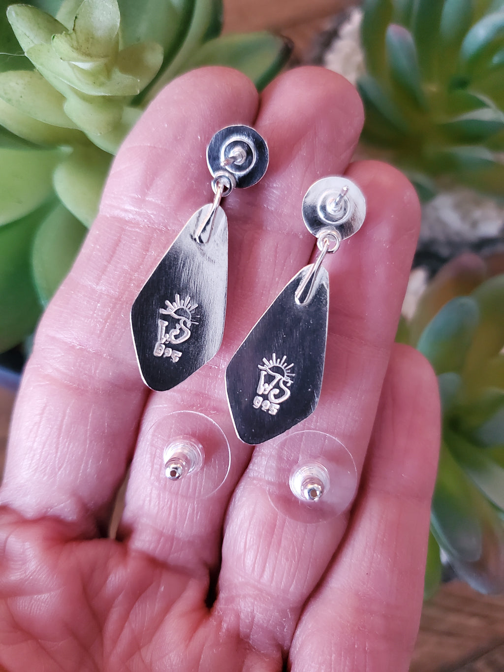 Ivory Creek Variscite and Chocolate Sapphire Stud Dangle Drop Earrings in Solid Sterling Silver