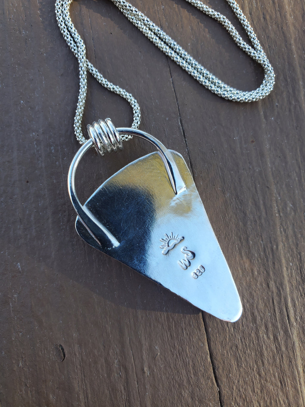 Pilot Mountain Large Statement Inverted Triangle Pendant Necklace in Solid Sterling Silver