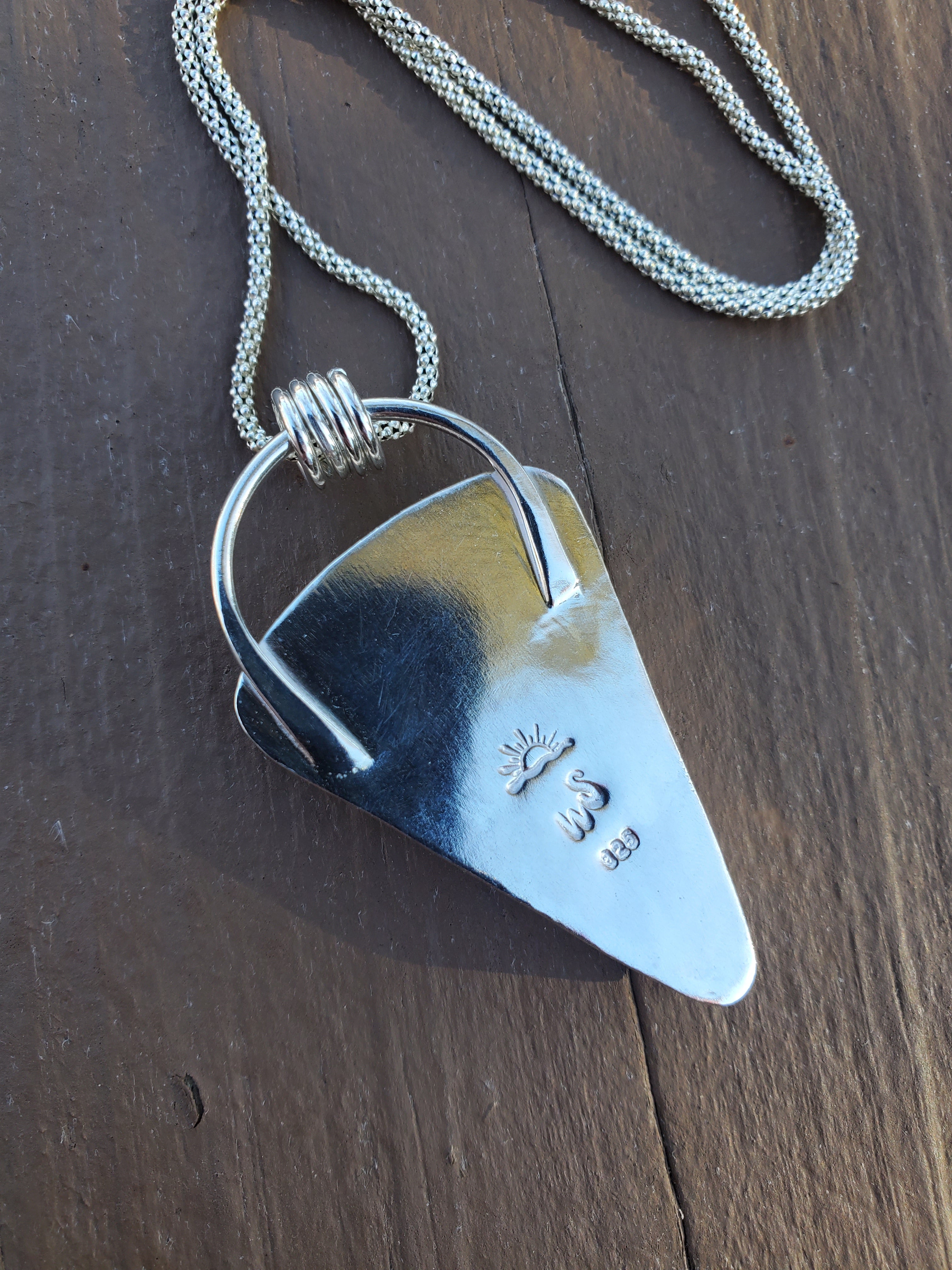 Pilot Mountain Large Statement Inverted Triangle Pendant Necklace in Solid Sterling Silver