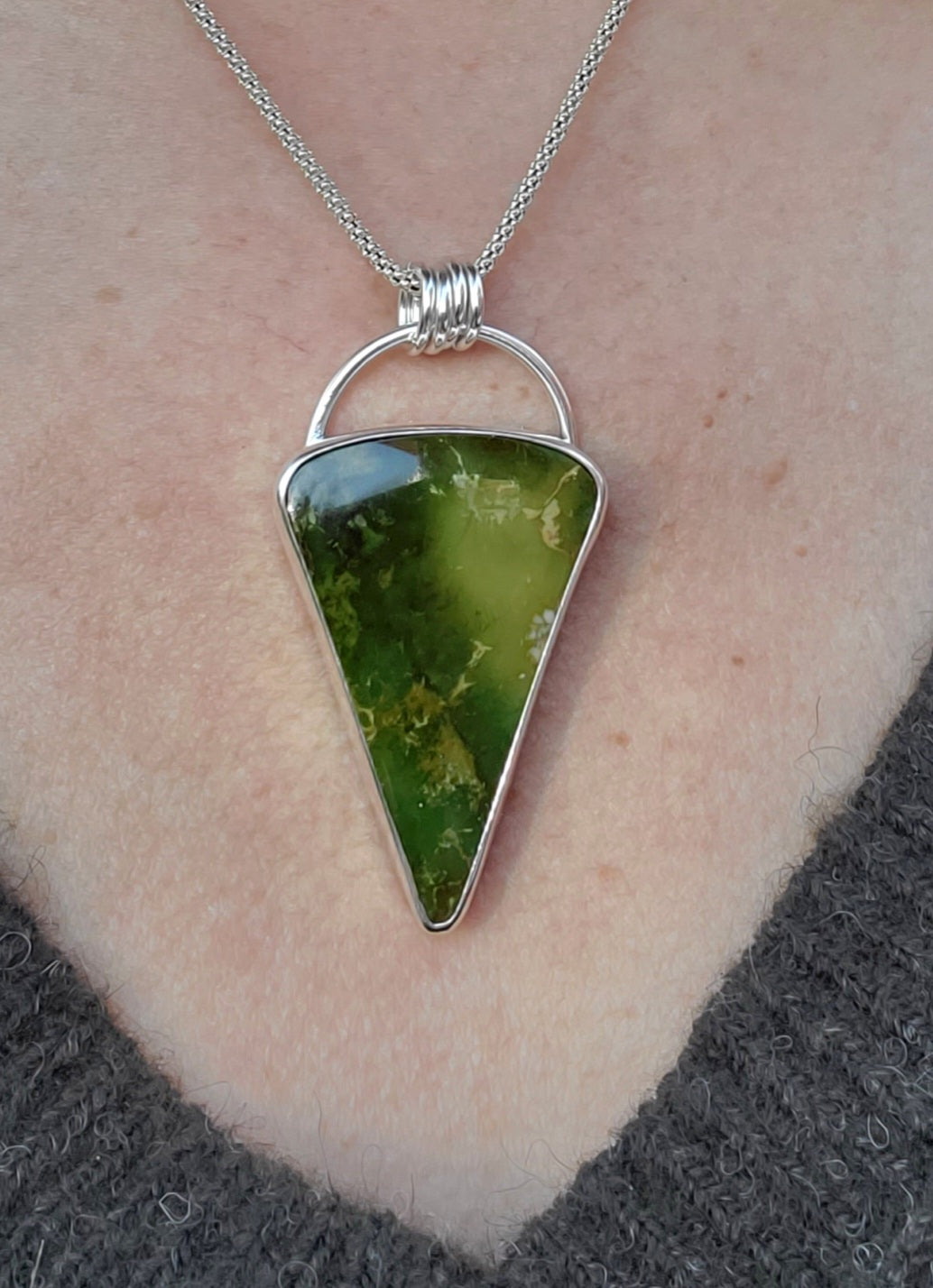 Pilot Mountain Large Statement Inverted Triangle Pendant Necklace in Solid Sterling Silver