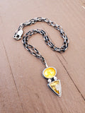 Citrine and Dendritic Agate Multi-Stone Pendant Necklace in Solid Sterling Silver