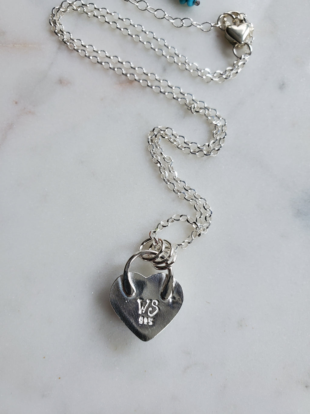 Golden Hills Turquoise Heart Pendant Necklace in Solid Sterling Silver
