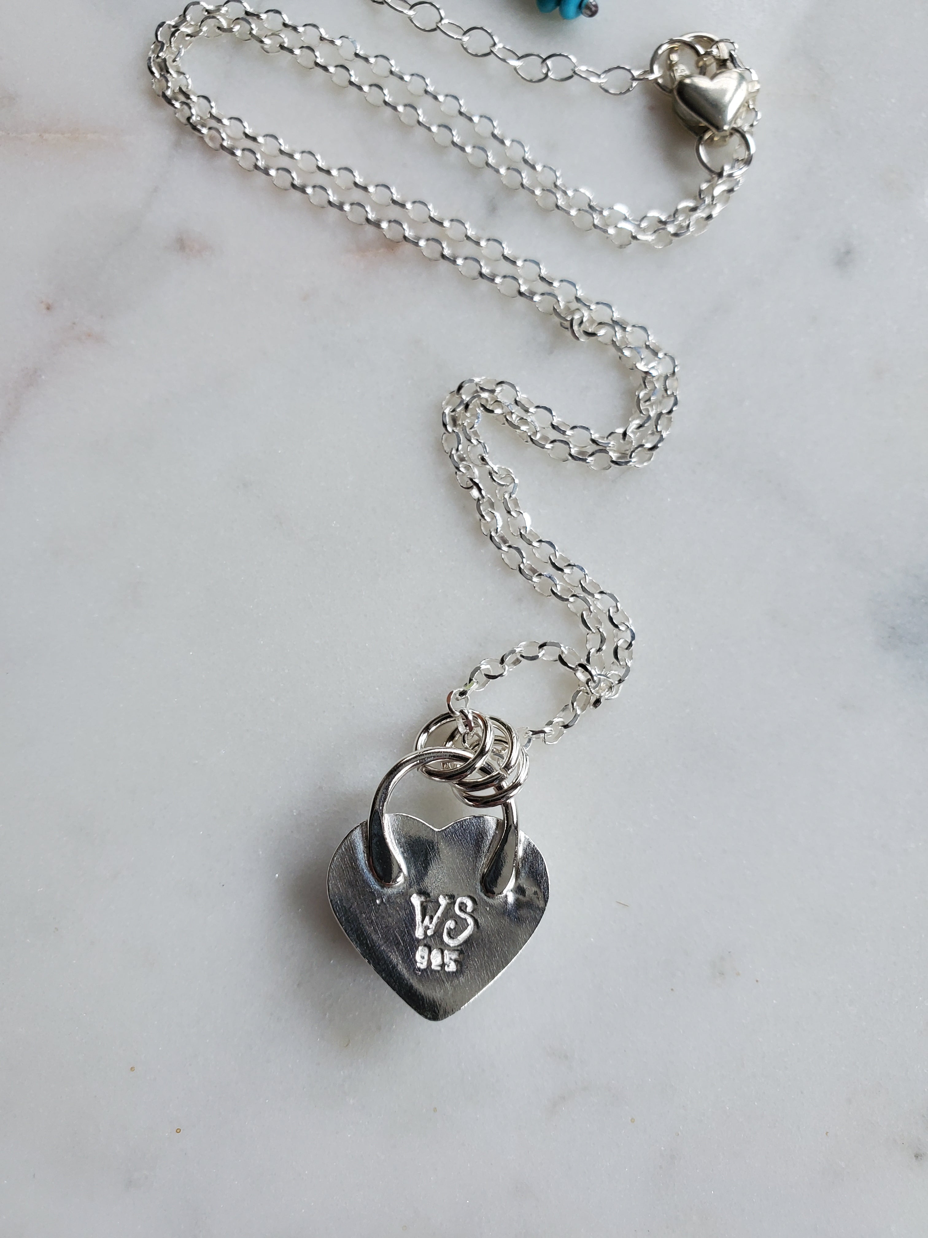 Golden Hills Turquoise Heart Pendant Necklace in Solid Sterling Silver