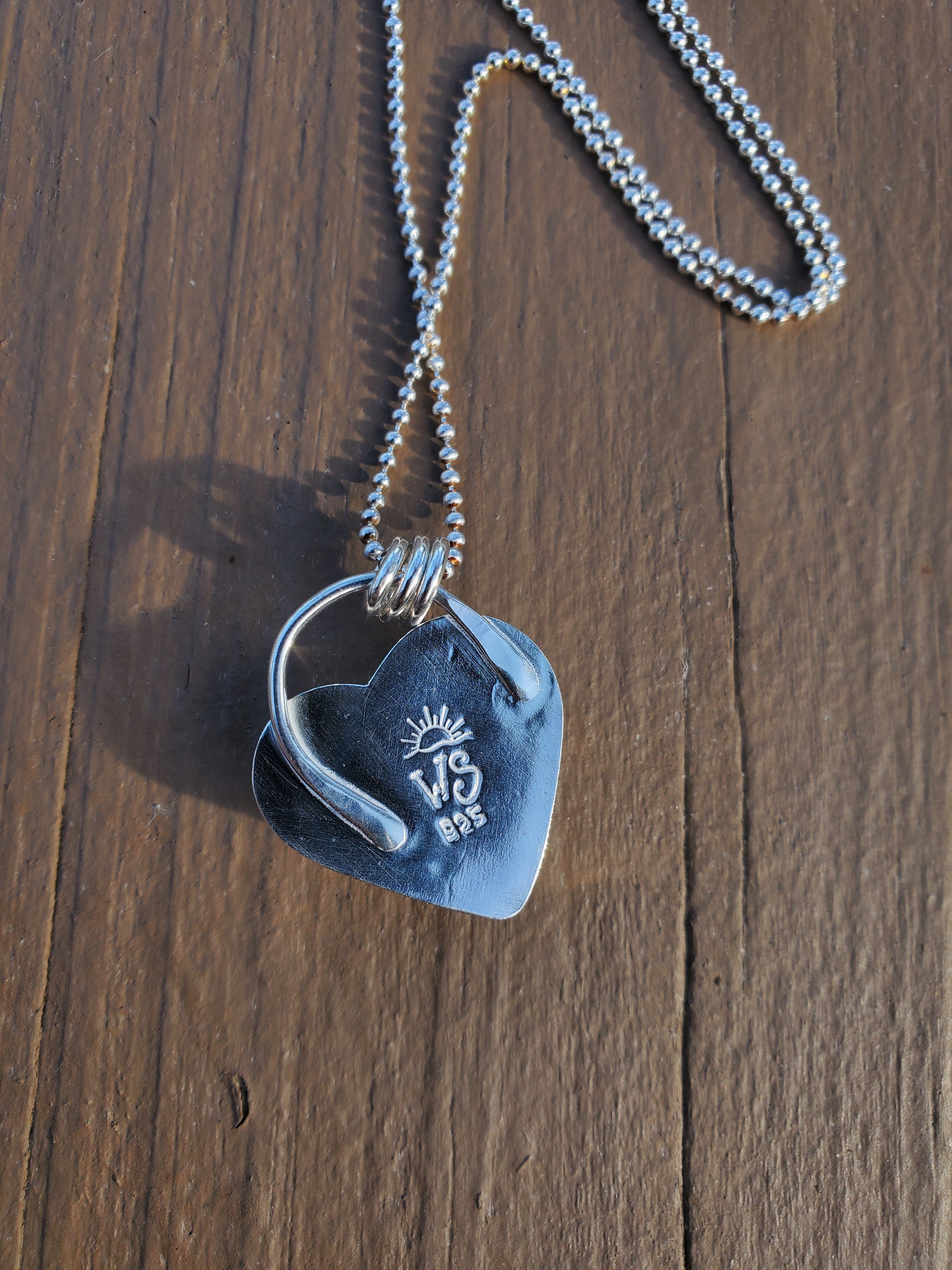Palomino Variscite Heart Pendant Necklace in Solid Sterling Silver