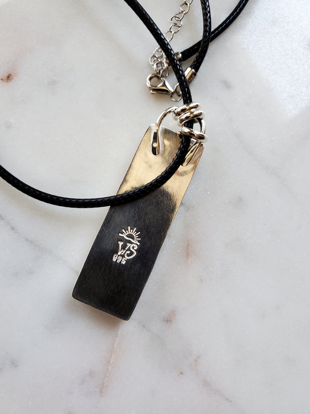 Black Jack Turquoise Long Bar Pendant Necklace in Solid Sterling Silver!