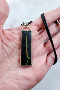 Black Jack Turquoise Long Bar Pendant Necklace in Solid Sterling Silver!