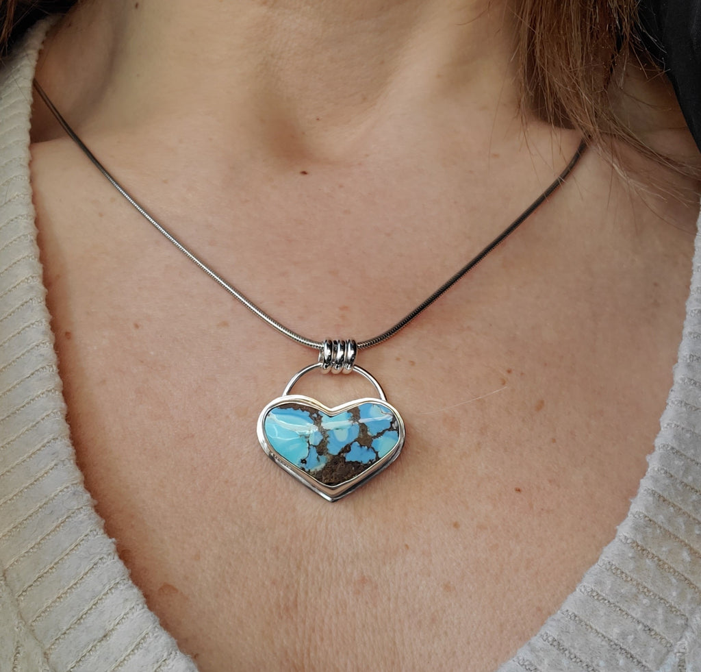 Golden Hills Large Chubby Heart Pendant Necklace in Solid Sterling Silver
