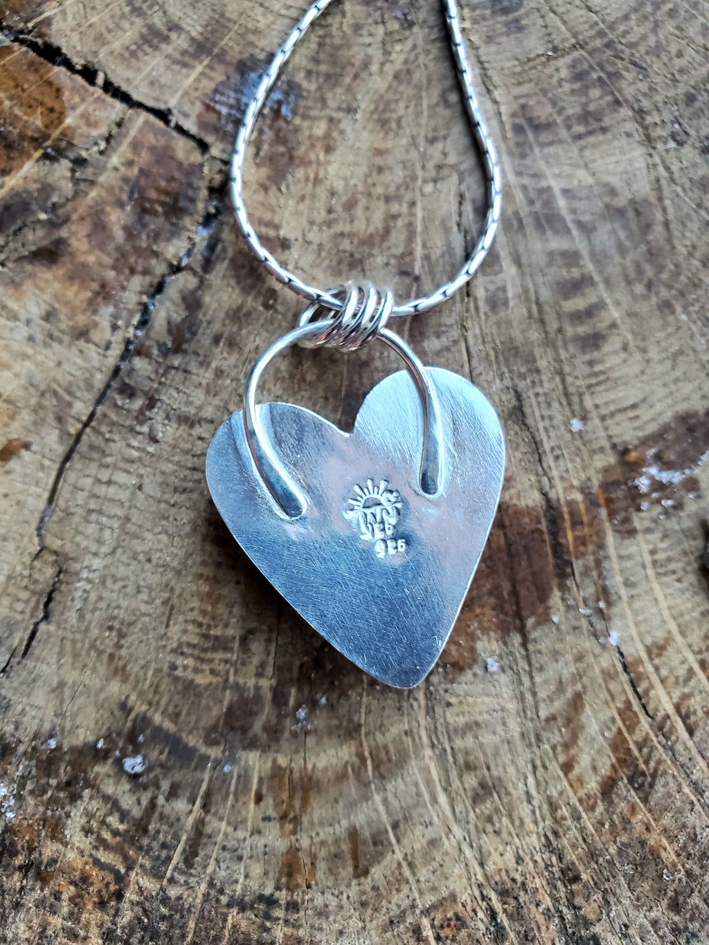 Heart Shaped Green Caribbean Calcite Pendant Necklace in Solid Sterling Silver
